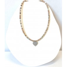 Ασημένιο κολιέ - opal με καρδιά (SN195)